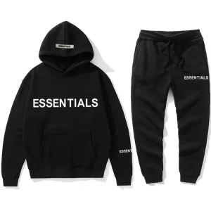 Essentials Logo Black Printed Tracksuit